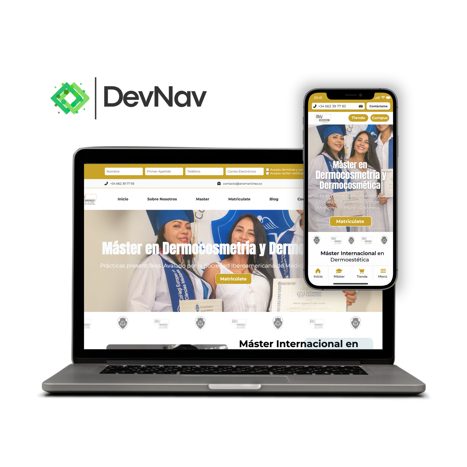 Sitio web corporativo para instituto de medicina estética desarrollado por DevNav